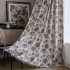 American Style Cotton Hemp Curtains Retro printed Tassel Curtains Living Room Kitchen Bedroom Drapes Float Window Semi-shading