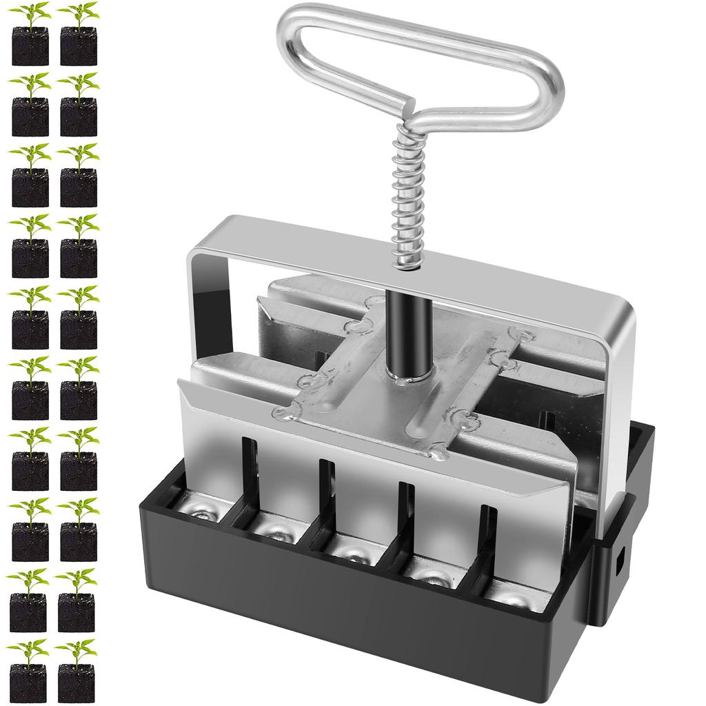 2Pcs Soil Blocker 4 Cell / 20 Cell Soil Block Maker with Clip Handheld Seed Block Maker Tool with Handle Rustproof