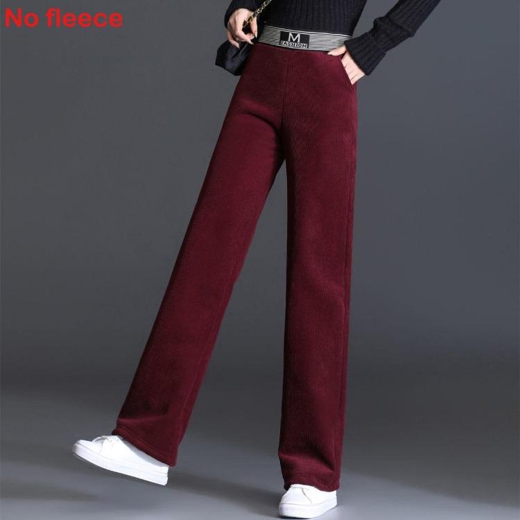Women's High Waist Velvet Warm Wide Leg Pants Loose Straight Trousers Thickened Bottom Fashion Plus Size Autumn Winter