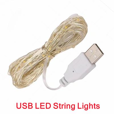 1/2 Metre USB LED Işık Dize Bakır Gümüş Tel Çelenk Işık Su Geçirmez LED Peri Işıkları Noel Düğün Parti Dekorasyonu İçin