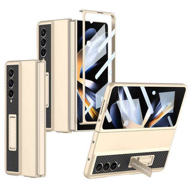 

Чехол-кронштейн Supercar для Samsung Galaxy Z Fold 4 Fold4 с закаленной пленкой HD, прочная защита, противоударный, роскошный чехол-подставка For Samsung Z Fold 4 золотой