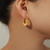 French Retro Horn Ribbed Gold-Plated Titanium Steel Earrings for Women
