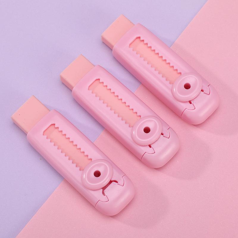 

Выдвижной ластик в форме мультяшного персонажа для школьных принадлежностей: Без следов, без мусора, подходит для учеников начальной школы. 3pcs set розовый