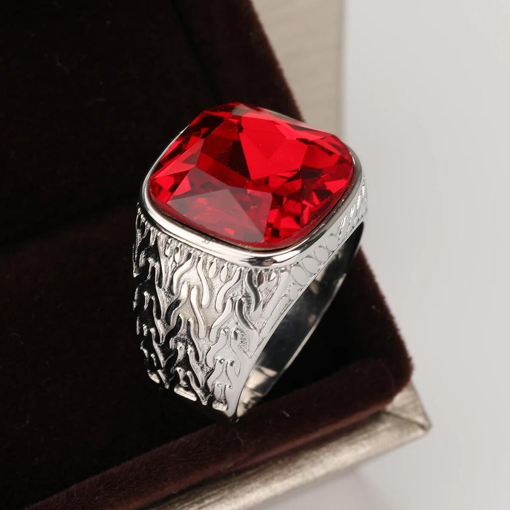 Hombre Mujer Retro Acero inoxidable Joyería Vintage Corte princesa Diamante de imitación amarillo Propuesta antigua Anillos de regalo Alianza de boda nupcial