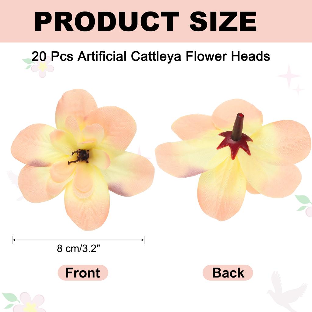 20Pcs Artificial Cattleya Flower Head Fake Cattleya Heads Bulk Artificial Flowers for DIY Wedding Bouquets Party Home Decoration