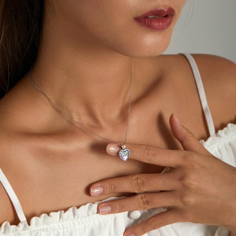 Fish Scale Heart Necklace New Fashion Authentic 925 Sterling Silver Love Pendant Snake Chain Female Gift Fine Jewelry