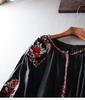 Ethnic Style Embroidered Lantern Sleeve Plus Size Cotton Linen Shirt