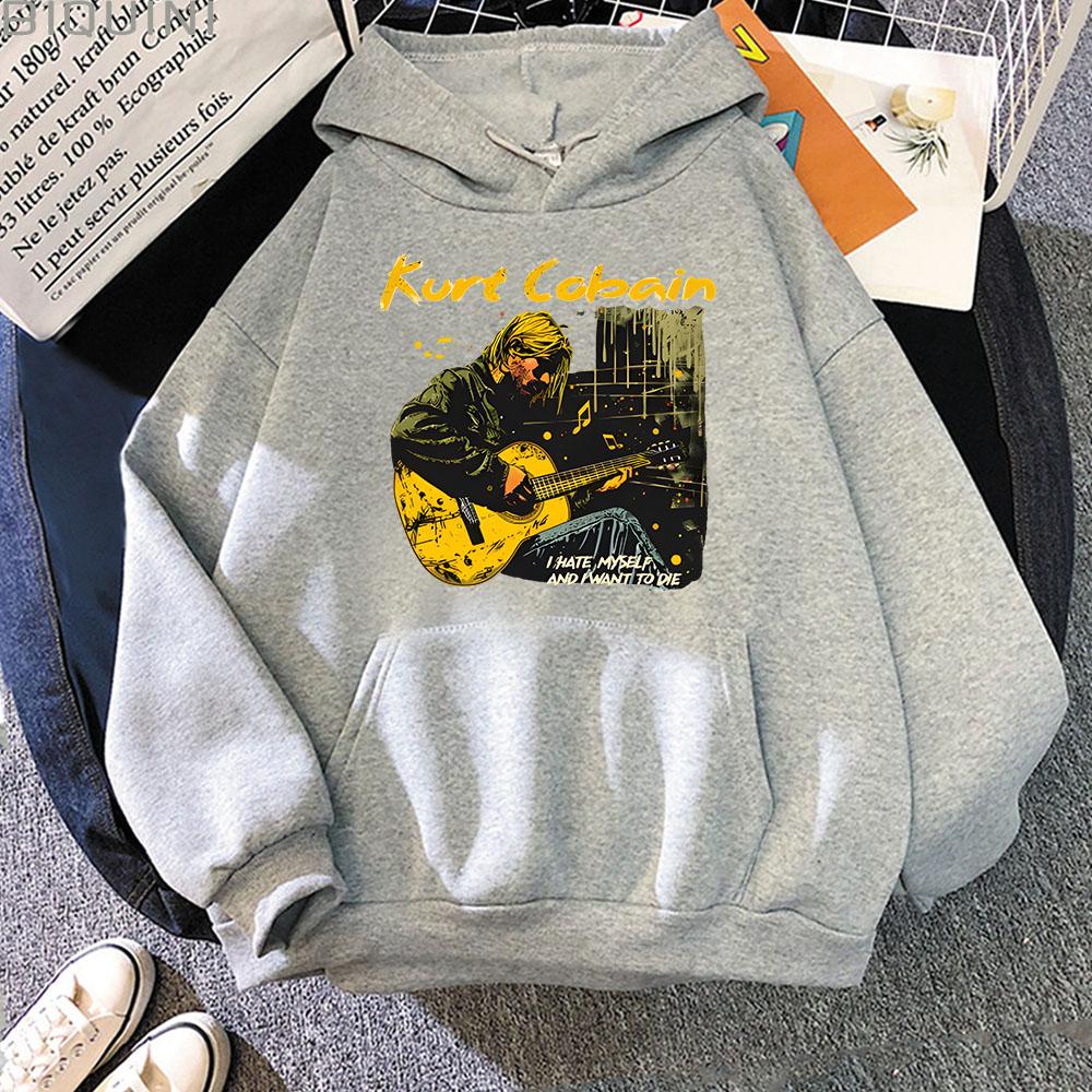 Autumn Kurt Cobain Hip Hop Sweatshirts for Men Popular Characters Long Sleeve Oversized Hoodies All-Match Clothes Grunge Outfits