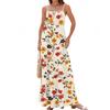 Women's Spring And Summer Casual Fashion Adjustable Suspender Printing Long Dress