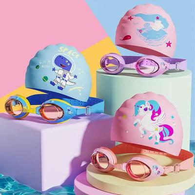 Gafas de natación con montura pequeña de dibujos animados, HD, impermeables, antivaho, con tapa de silicona, equipo de natación profesional.
