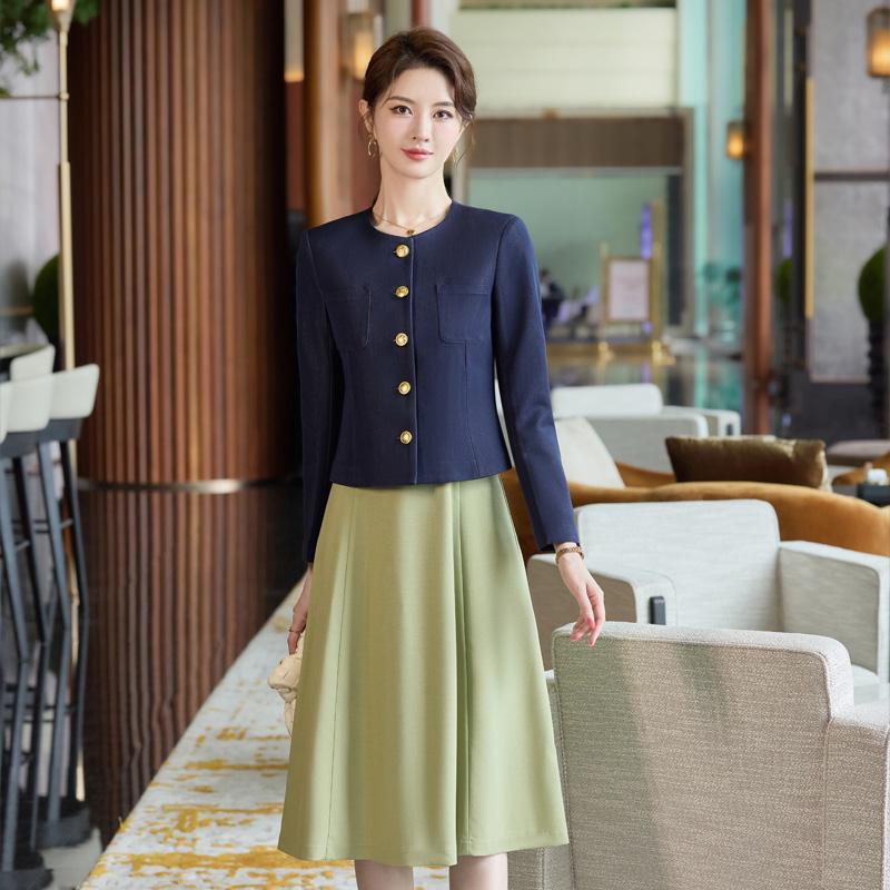 Women's 2025 Versatile Slim Fit Blazer & Skirt Set - Casual Solid Color Suit