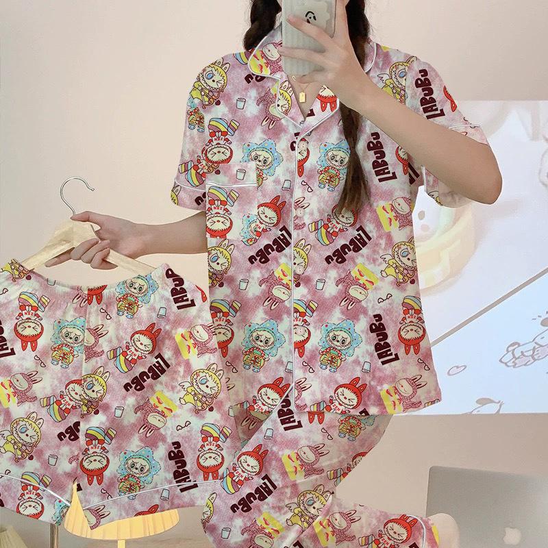 Circus Pajamas Women'S Spring Summer Cute Wind Short-Sleeved Three-Piece Loungewear