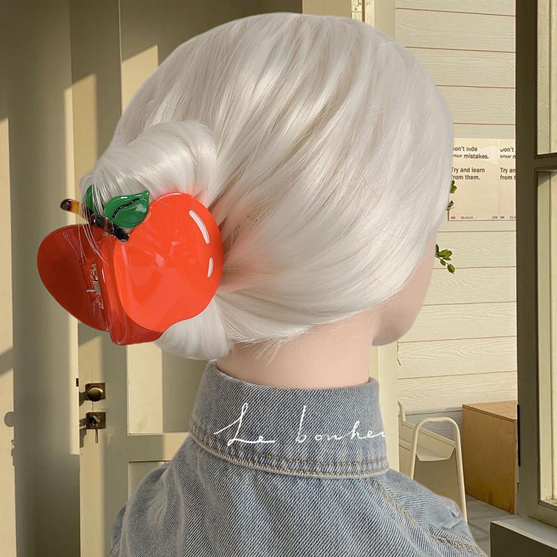Summer New Fashion Fruit Hair Accessories Sweet Cute Colorful Apple Peach Acetic Acid Shark Clip For Woman Girls