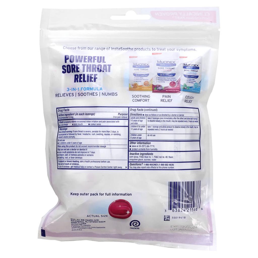 Instasoothe, Sore Throat + Pain Relief, Elderberry & Wild Cherry, 2 Mg, 40 Lozenges