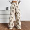 Women's Cute Bear Plush Pajama Pants Wide Leg Plush Casual Pants
