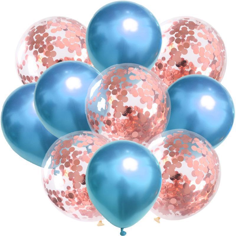Birthday & Ceremony Decoration Balloon Set: Metallic Sequins, Table & Ground Floating Balloons.