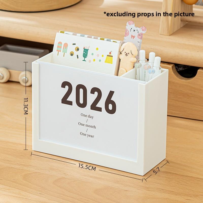 

2026 Creative Pen Holder Desk Calendar Ins Style New Multifunctional Desk Calendar Notepad Pen Holder Storage Box белый