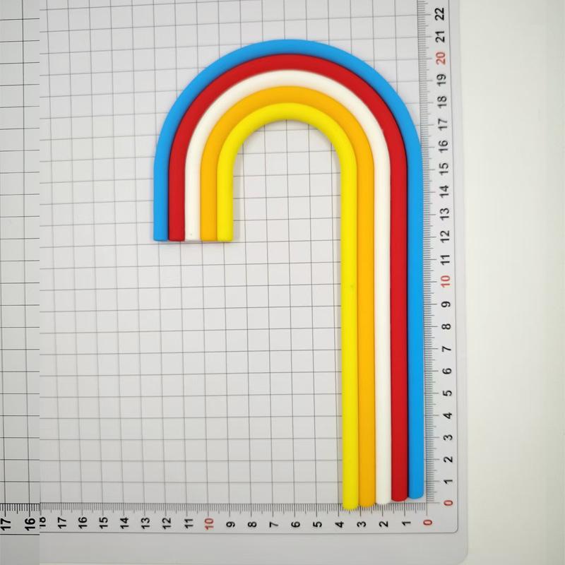 Versatile Rainbow Arch Cake Topper: Colorful Cartoon Forest Style Red Pink Rubber Ornament