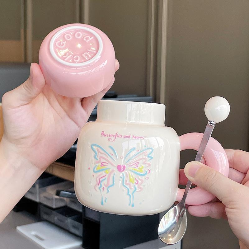 Graduation Gift To Teachers College Students Souvenir Birthday Girls Ceramic Mug with Lid Water Cup Practical Cup