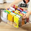 Kitchen Seasoning Organizer with Dividers Clear Plastic Storage Box for Spice Packets Sauces Stackable Dustproof Storage Box for Pantry Cabinet