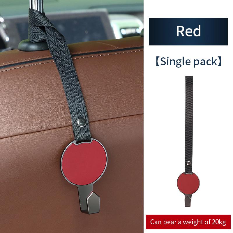 

1 шт. Универсальный крючок для спинки сиденья автомобиля, портативный металлический кожаный автомобильный зажим для крепления, держатель для вешалки для продуктовых сумок, крючок для вешалки на подголовник автомобиля красный