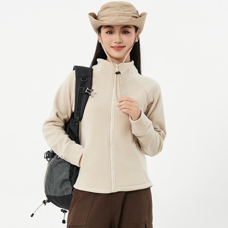 

Женская куртка со стойкой воротником из утолщенного флиса с О-образной текстурой, высококачественная флисовая толстовка с капюшоном для женщин XXL