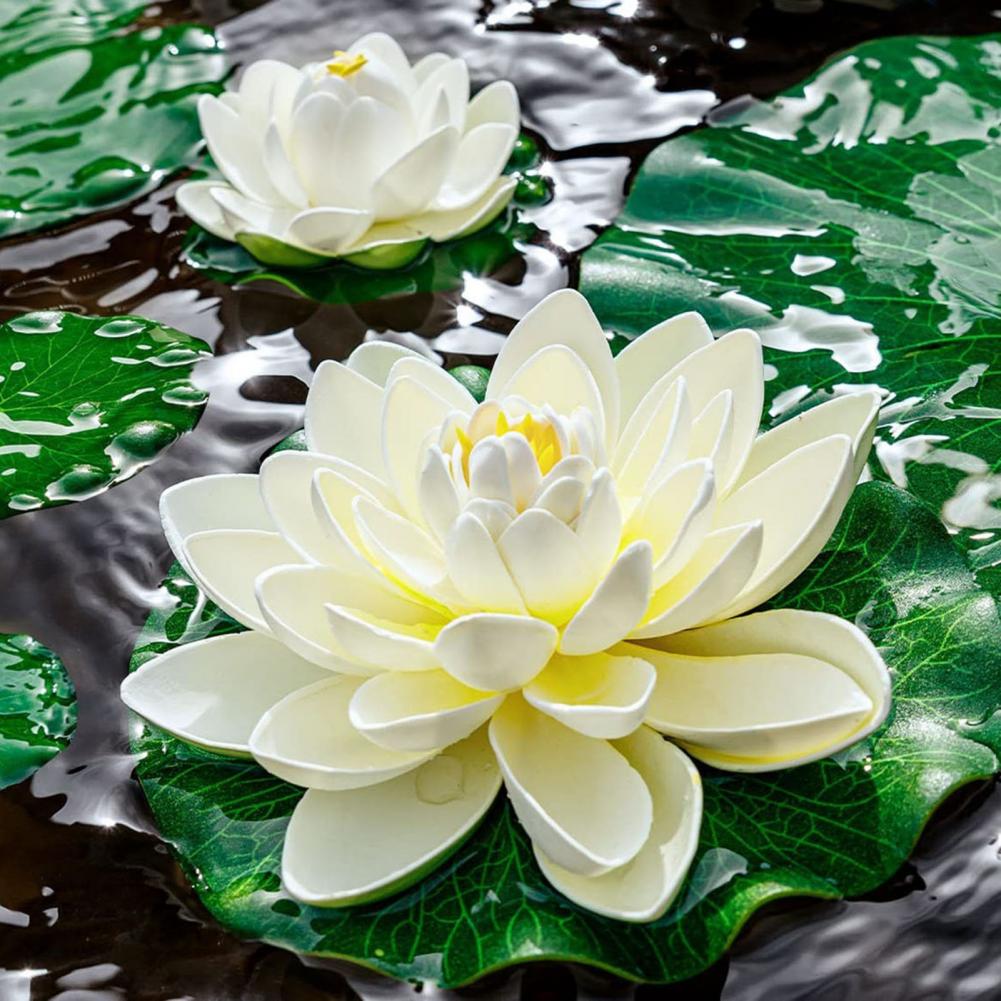 Fake Lily Pads for Ponds Pond Decor Lily Pads Realistic Artificial Lotus Lily Pads for Garden Pond Decor Faux Blooms for Patio