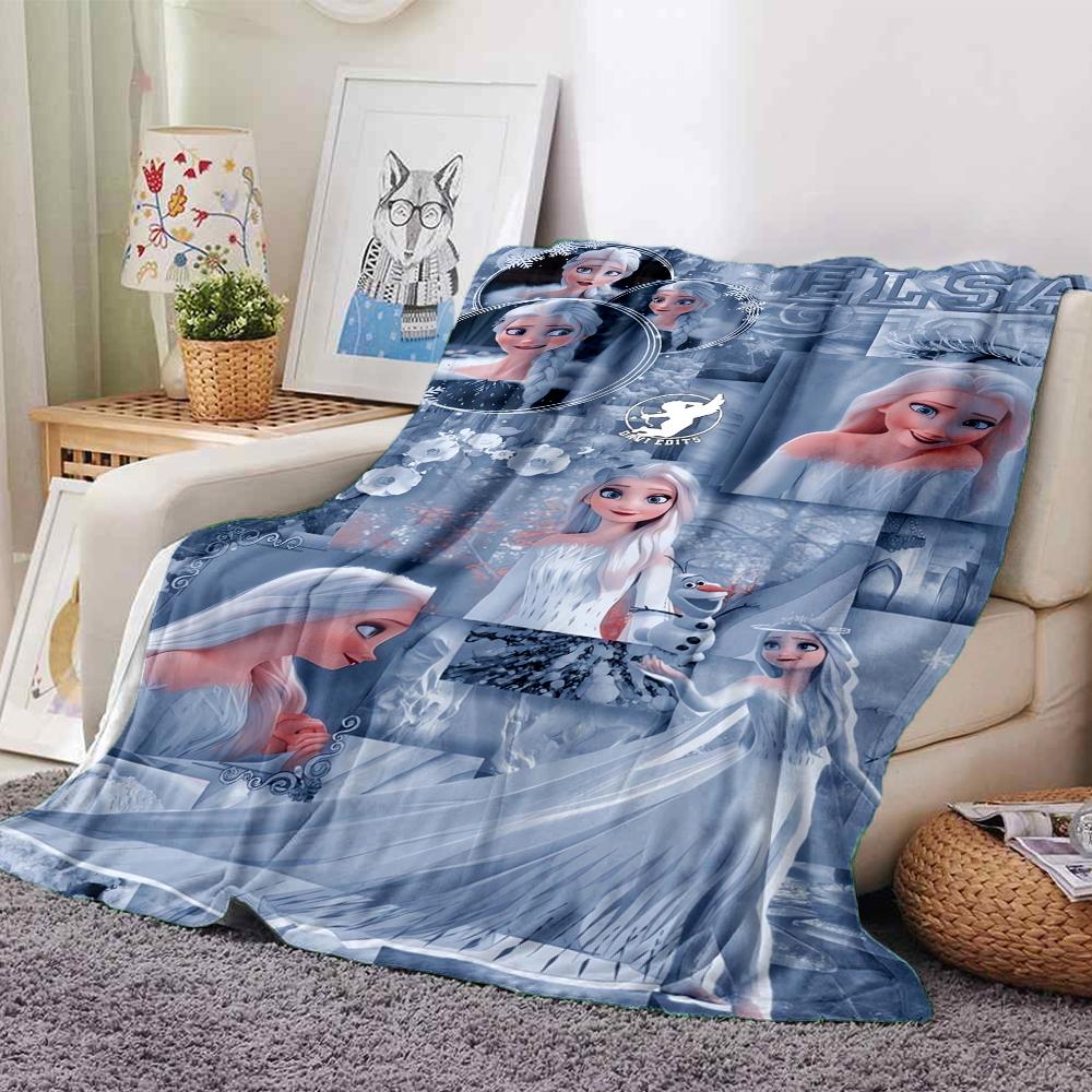 1Pc Elsa'S Winter Fantasy Blanket For Couch Bed Plush Cozy Fuzzy Blanket Super Soft Warm Blankets For Fall And Winter 091871