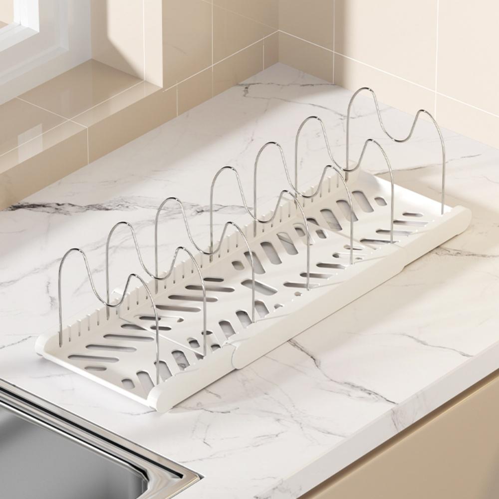Kitchen Retractable Pot Rack Storage Rack Built-In Pot Rack under the Sink Pot Rack Adjustable Cookware Storage Rack белый