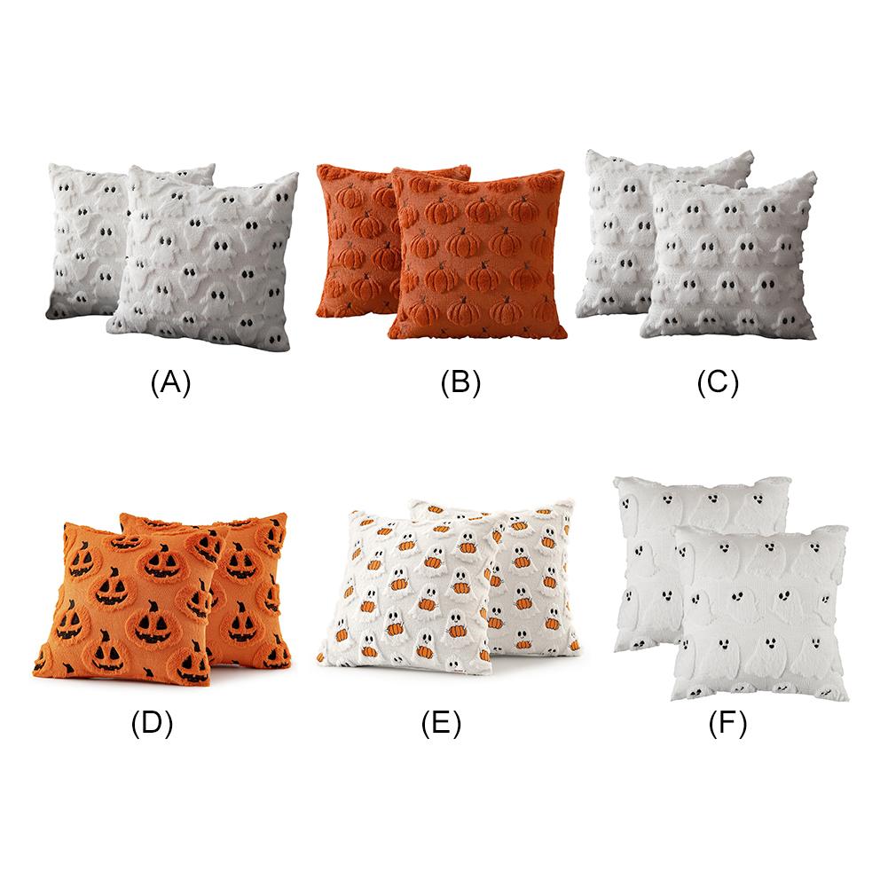 2Pcs Halloween Throw Pillow Cases 18x18 In Faux Fleece Cushion Cover Decorative Cushion Cover for Living Room Bedroom Sofa