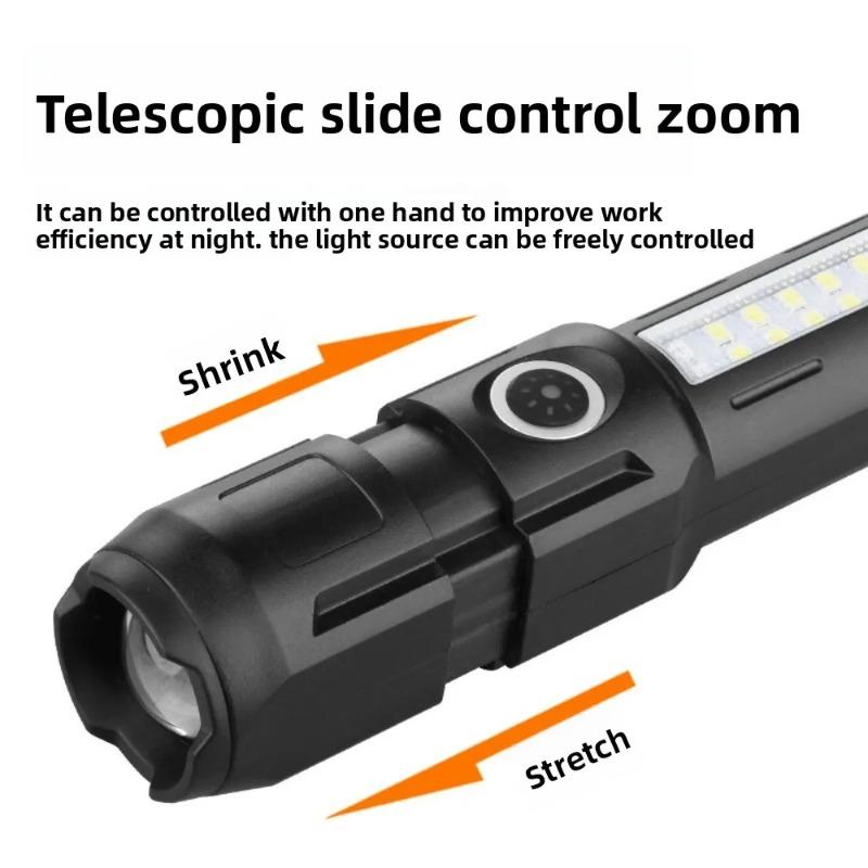 Multifunctional High Brightness Portable Flashlight ABS Zoomable Torch for Outdoor Camping Hiking Home Emergency