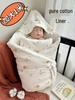 Manta de Swaddle para Recém-Nascido Extra Grande 1m - Outono/Inverno, Super Macia, Forro Removível, Algodão Puro, Lavável, Colcha de Bebê para Primavera/Outono