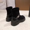 Thick-soled heightening suede thin boots British style Martin boots retro wind wiping head elastic boots women's 2025 autumn new models