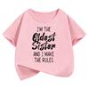 I Am The Oldest Sister and I Make The Rules Letter Printed T Shirts Kids Childrens Tshirt Girls Summer Spring Top Tee Shirt