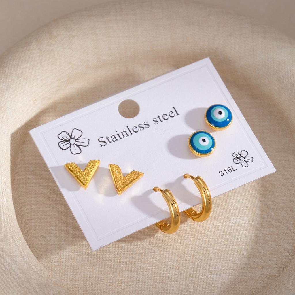 Women's minimalist stainless steel butterfly hoop earrings set of earrings