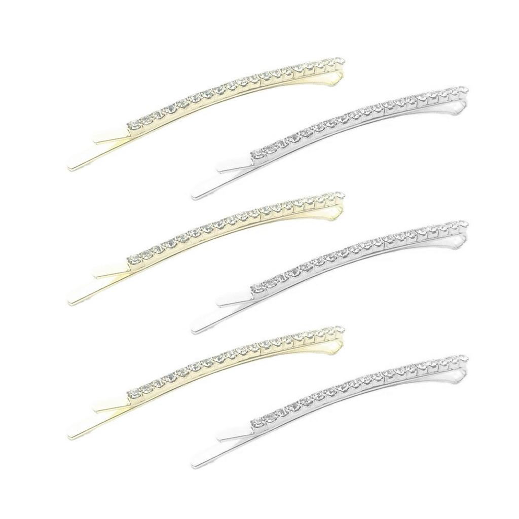Elegant French Hair Pin Metallic Rhinestone Hair Clip Set of 6 Side Bangs Clip Women Hair Shaping Decors for Daily Wear