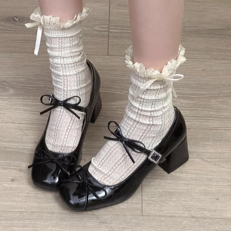 French Silver Mary Jane Shoes For Women Summer Elegant Low Heel Dress Footwear