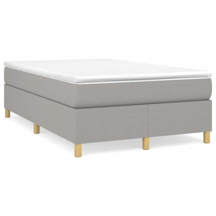 3144506 vidaXL Lit à sommier tapissier avec matelas Gris clair 120x200cm Tissu