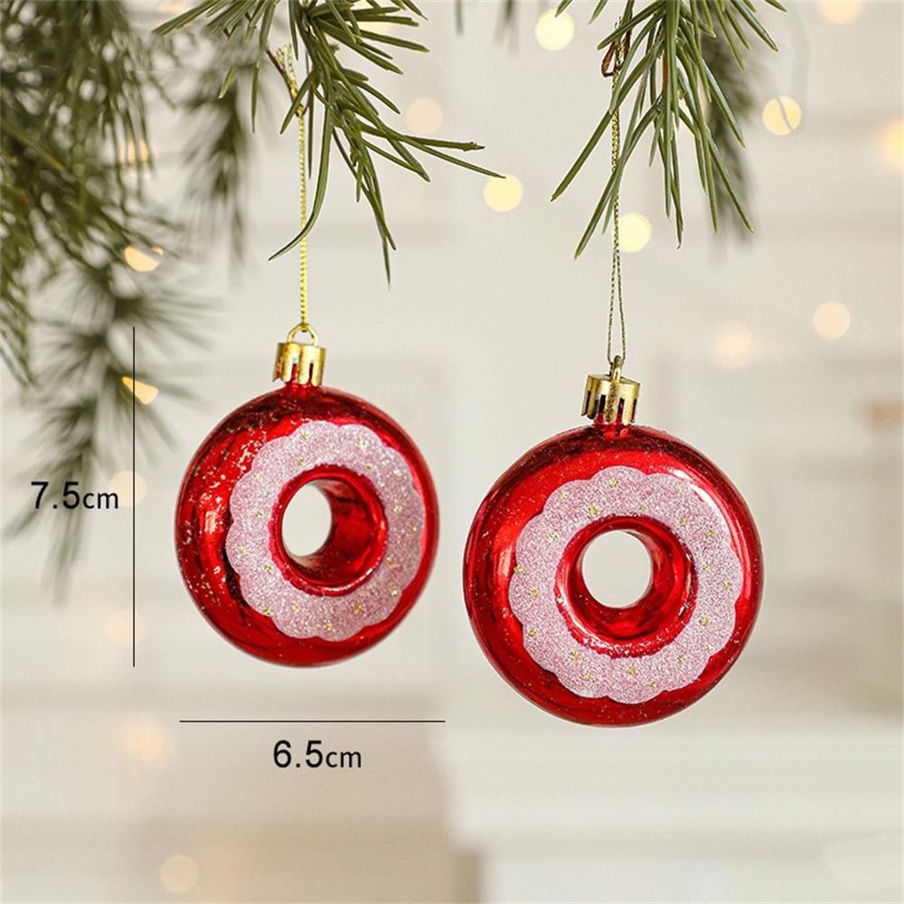 2 ks Vánoční ozdoby Vánoční koule Cukroví Přívěsek na vánoční stromek Červené a bílé dekorace Nový rok Domácí dekorace