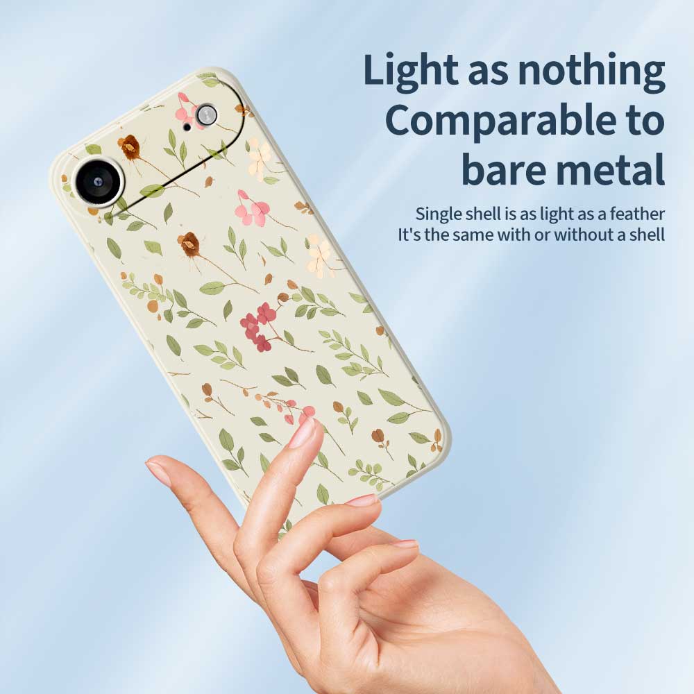 For iPhone 17 Air Case Small Flower Leaves Pattern Printing Straight Edge TPU Phone Back Cover