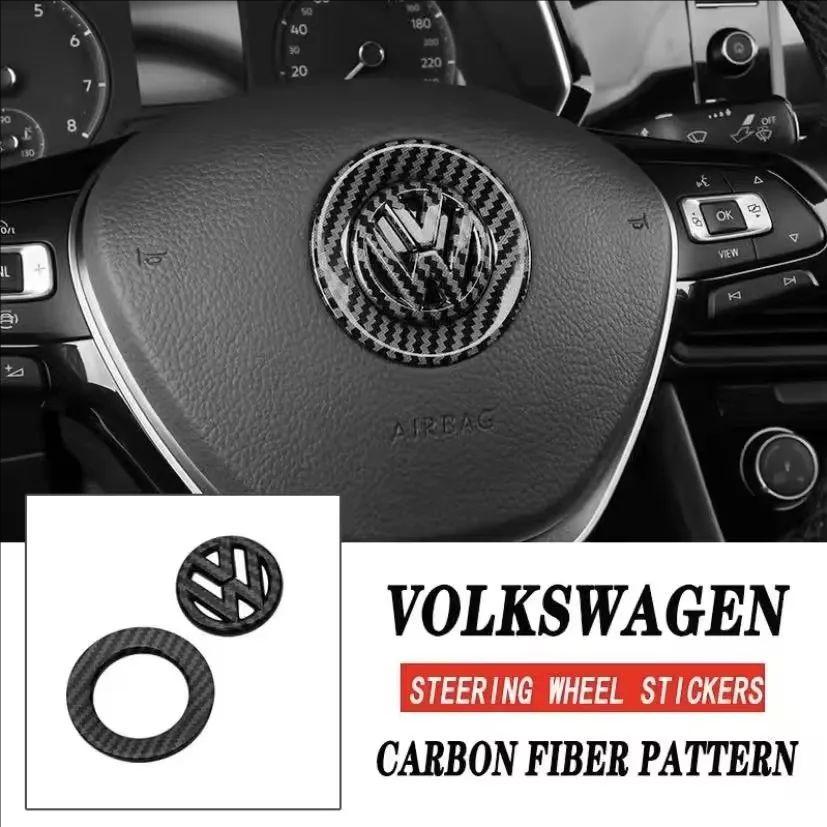 KUDFZ1 Car ABS Steering Wheel Emblem Trim Sticker Badge For VW GTI Golf Polo 6 7 Passat CC Tiguan T-ROC Jetta MK6 Taigo Arteon Hub Cap