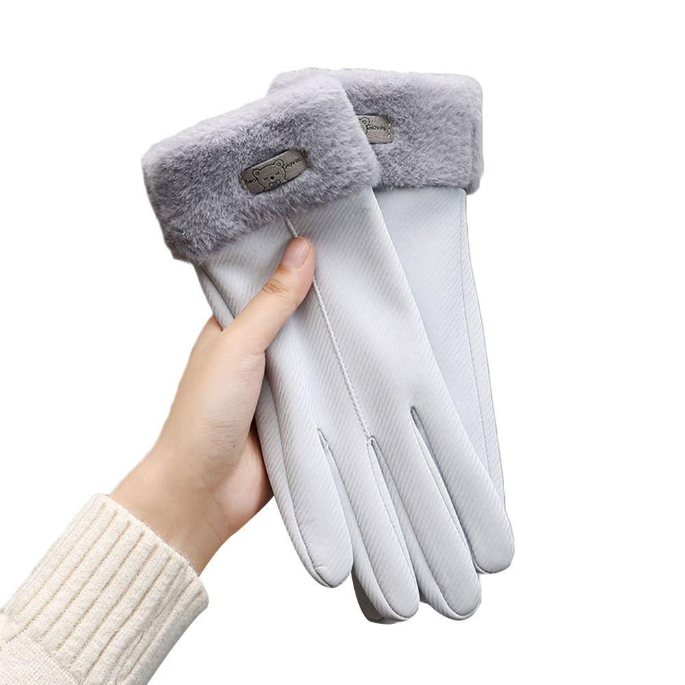 Warme Plüschhandschuhe Touchscreen Fahrrad-Fäustlinge Modische Damen Winterhandschuhe Outdoor