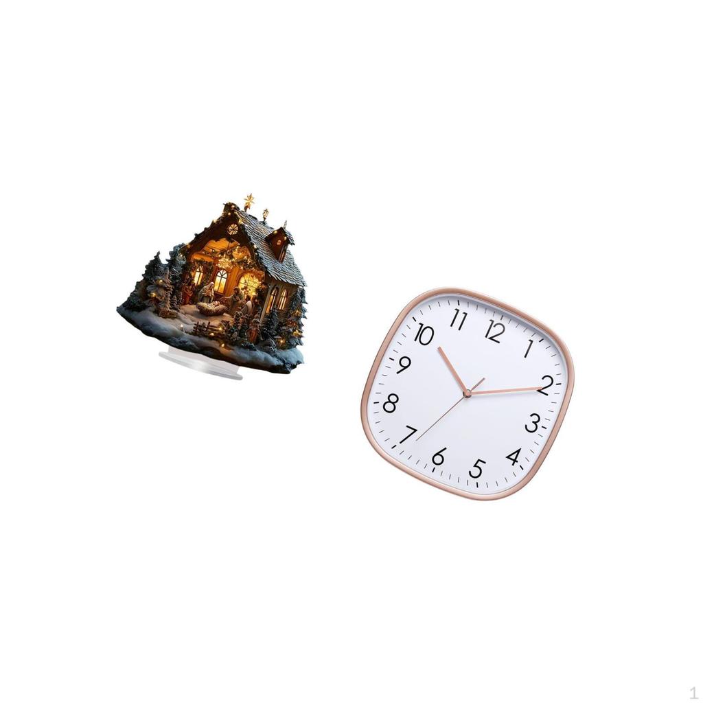Nativity Scene Sculpture Acrylic Table Centerpiece Digital Wall Clock Standing Ornament Smooth