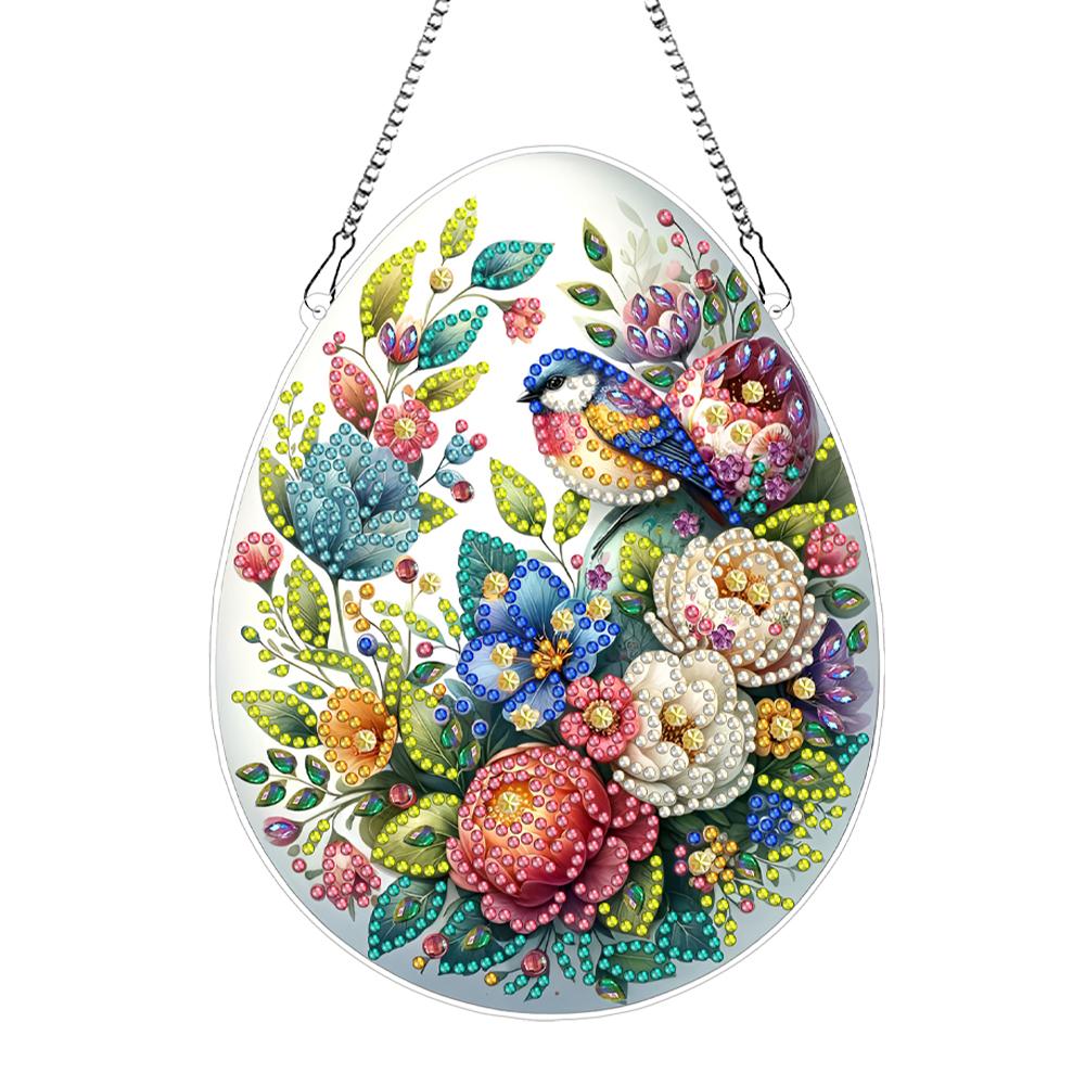 Easter Diamond Painting Hanging Pendant Acrylic 5D DIY Diamond Painting Dots Pendant Rhinestone Diamond Art Window Pendants