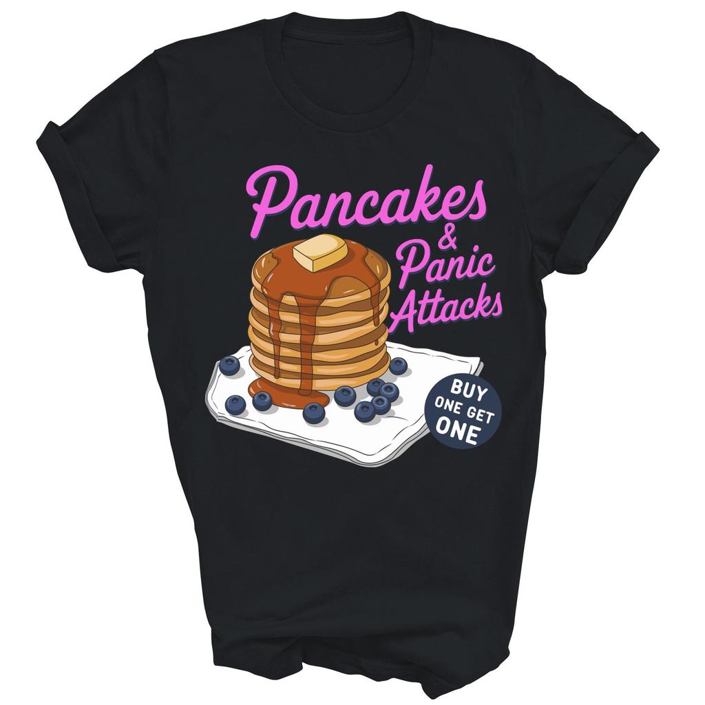 Pancakes And Panic Attacks Breakfast Humor Mental Health Shirt