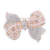 Diamond-encrusted Bow Brooch, Elegant and Refined for Women, Pearl Brooch, Fashionable and Anti-glare Pin