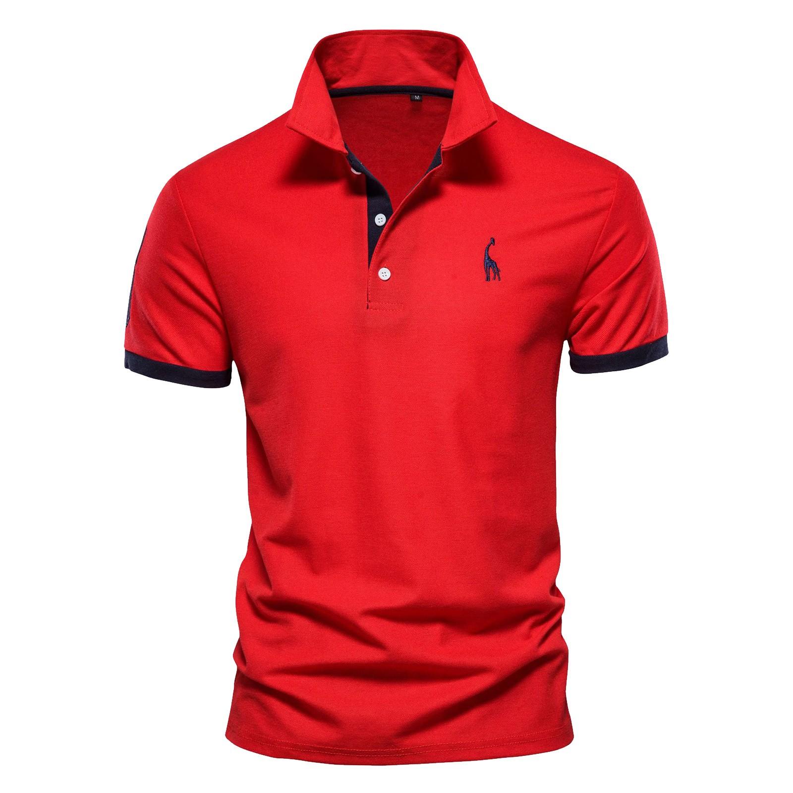 

Летняя футболка с коротким рукавом, мужская рубашка с вышивкой, рубашка, рабочая одежда, с половиной рукавом, желтого цвета L красный