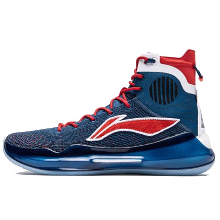 

new LiNing YuShuai 13 Cushioning Anti Slip And Wear Resistant High Top Basketball Shoes Men Blue Red 43.5