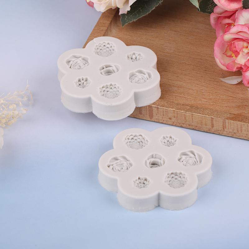 7 In 1 Flower Rose Peony Silicone Mold Diy Flower Aroma Candle Plaster Gypsum Ornaments Handmade Soap Mould