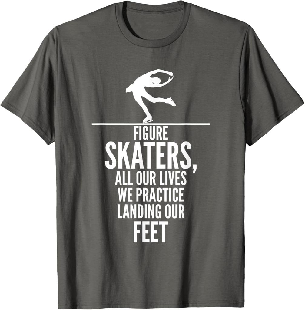 Figure Skaters Practice Landing Funny Graphic TShirt Casual Cotton Tee for Skaters